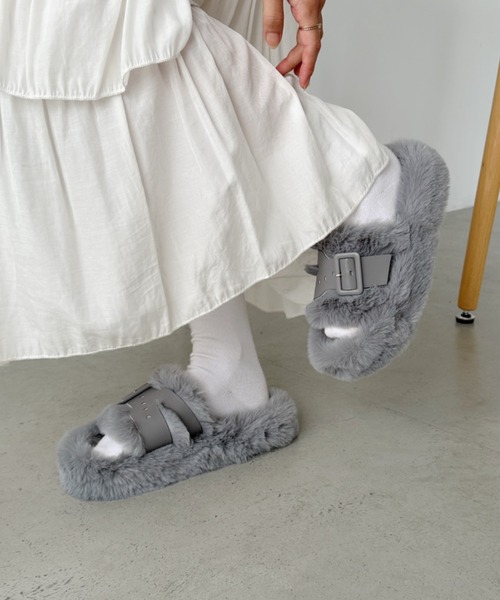 CLEA サンダル ベルトデザインファーサンダル レディース : ZOZOTOWN