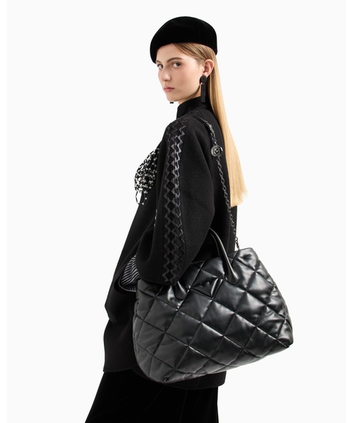 Emporia Armani ﾊﾟﾃﾞｯﾄﾞハンドバッグ EMPORIO ARMANI トートバッグ 「オンライン限定」「エンポリオ