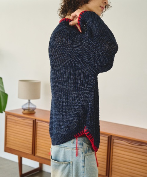 Camphor wood セーター ニット sparkle stitching v neck sweater