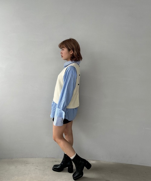 ブラウス シャツ レイヤードデザイン ストライプシャツ FQ24S059「Fano