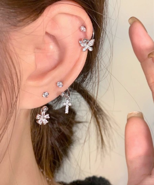 NO WAY ピアス /Bz/サーキュラーラインストーンチャームピアス/ペア(RZ