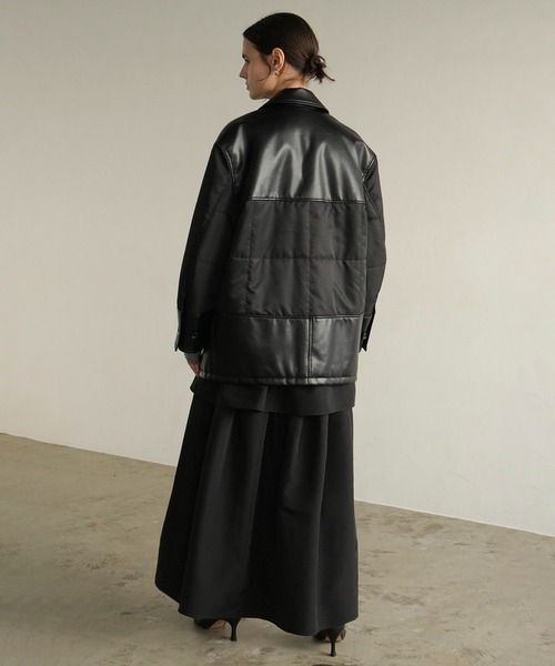 カバーオール LEATHER SWITCHING OVER JACKET レディースの画像