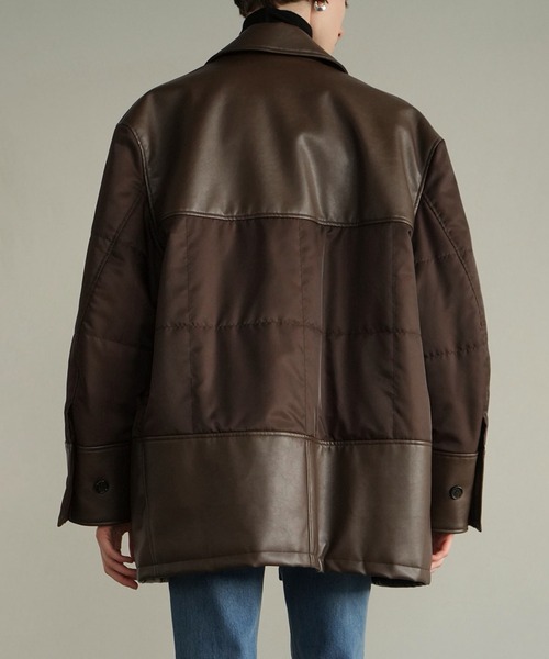 カバーオール LEATHER SWITCHING OVER JACKET レディースの画像