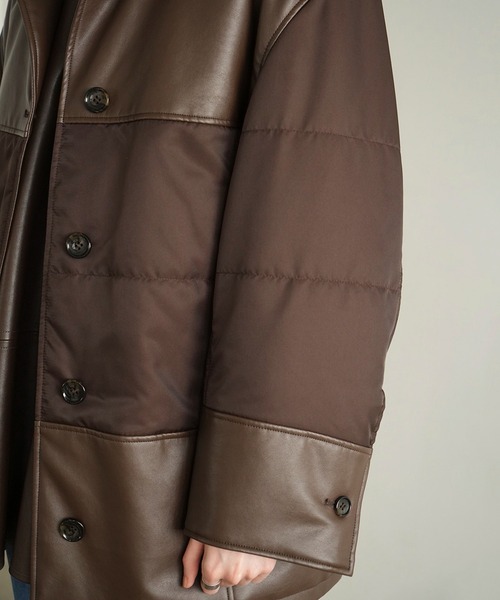 カバーオール LEATHER SWITCHING OVER JACKET レディースの画像