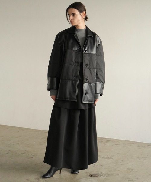 カバーオール LEATHER SWITCHING OVER JACKET レディースの画像