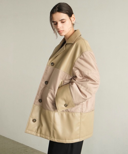カバーオール LEATHER SWITCHING OVER JACKET レディースの画像