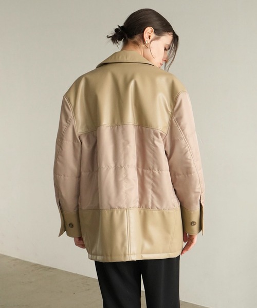 カバーオール LEATHER SWITCHING OVER JACKET レディースの画像
