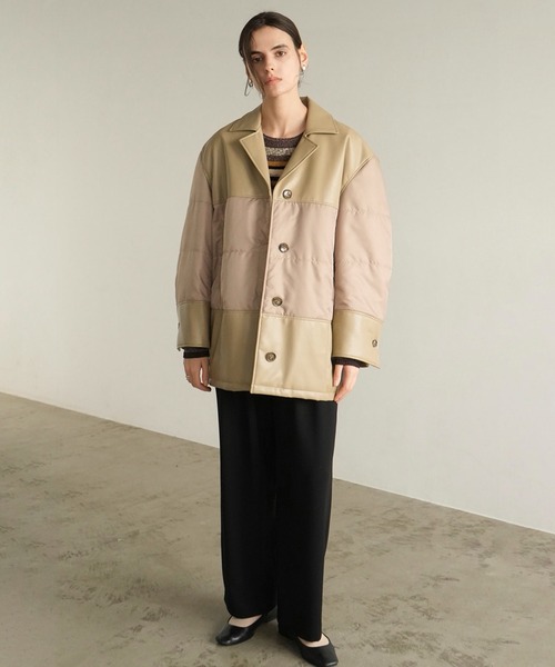 カバーオール LEATHER SWITCHING OVER JACKET レディースの画像