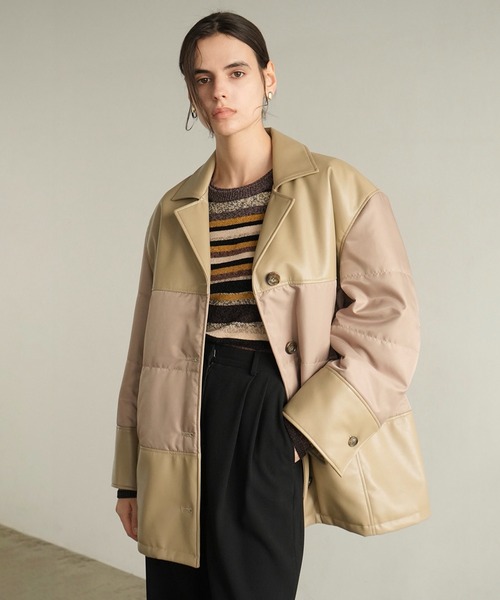 カバーオール LEATHER SWITCHING OVER JACKET レディースの画像