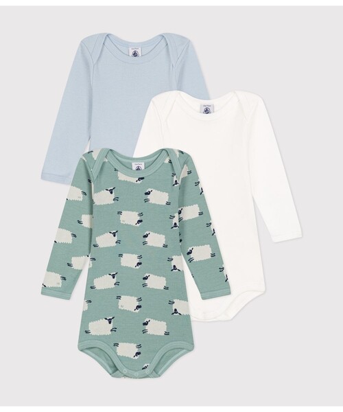 希少【未使用】プチバトー81センチ。パンサー PETIT BATEAU（プチバトー） ベビー服 ロンパース 長袖ボディ3枚組
