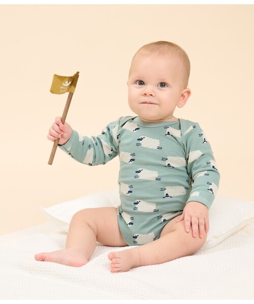 希少【未使用】プチバトー81センチ。パンサー PETIT BATEAU（プチバトー） ベビー服 ロンパース 長袖ボディ3枚組