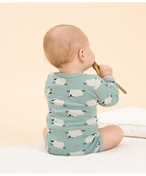 PETIT BATEAU（プチバトー） ベビー服 ロンパース 長袖ボディ3枚組