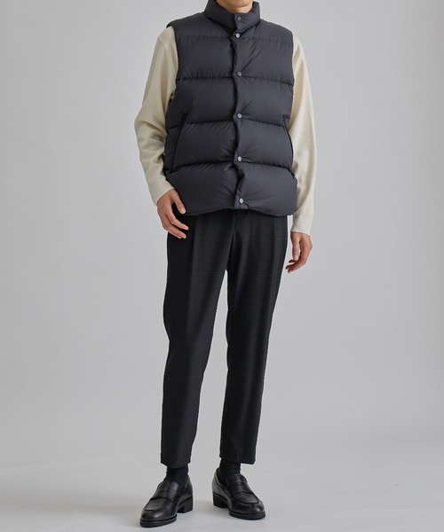 T*u様   ブラック メンズダウンベスト TAION(タイオン)】〈ユニセックス〉ワーク Vネックボタン ダウンベスト