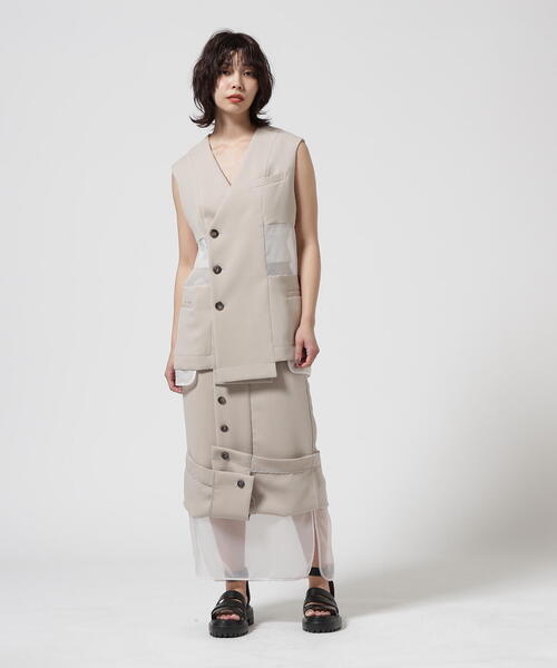 UN3D. ベスト ジレ UN3D./アンスリード/SHEER LAYERED VEST