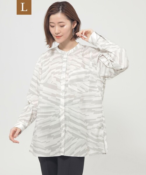 ブラウス シャツ 「L」「ウォッシャブル」ランダムゼブラシャツ レディース