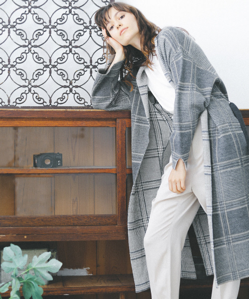 「qualite」 ニットカーディガン フリー ベージュ レディース_画像9