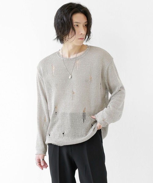 minsobi セーター ニット ダメージ加工ロングスリーブニット