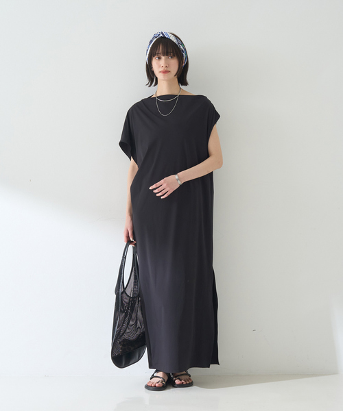 リミフゥ アシンメトリー カットソーワンピース 黒 半袖 リミフゥ