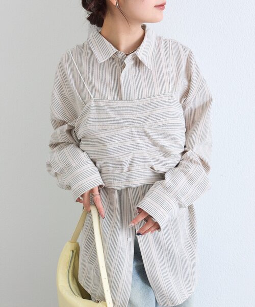 mystic ブラウス シャツ ビスチェセットBIGシャツ レディース