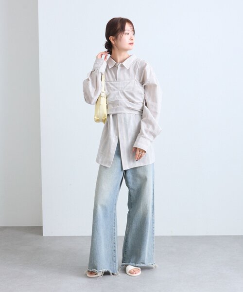 ブラウス シャツ ビスチェセットBIGシャツ レディース mystic ブラウス シャツ ビスチェセットBIGシャツ レディース