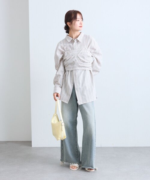 ブラウス シャツ ビスチェセットBIGシャツ レディース mystic ブラウス シャツ ビスチェセットBIGシャツ レディース