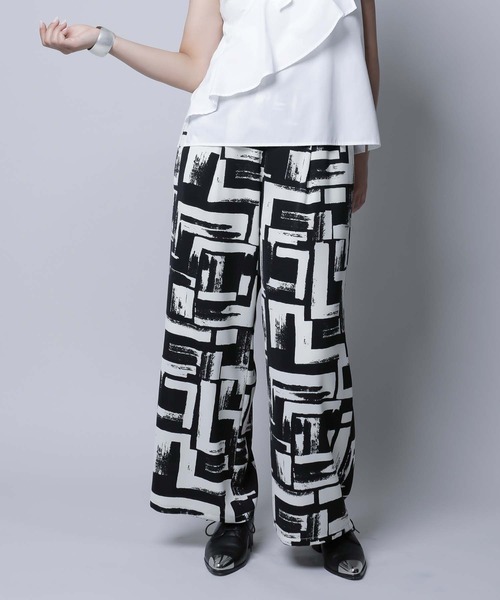 アートプリント ワイドレッグデニムパンツ ワンフォークロージング 1111clothing ワイドデニム メンズ