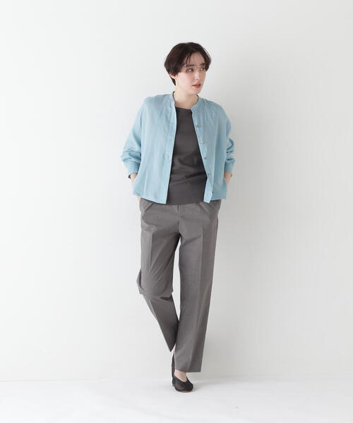 パンツ 「接触冷感」ポプリンストレッチドローストリングテーパードパンツ レディース