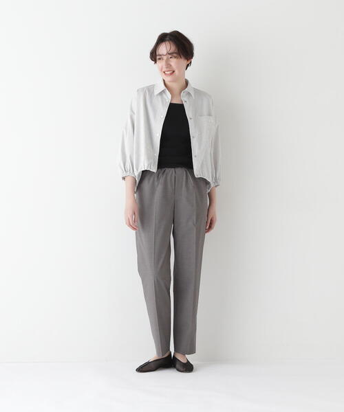 パンツ 「接触冷感」ポプリンストレッチドローストリングテーパードパンツ レディース