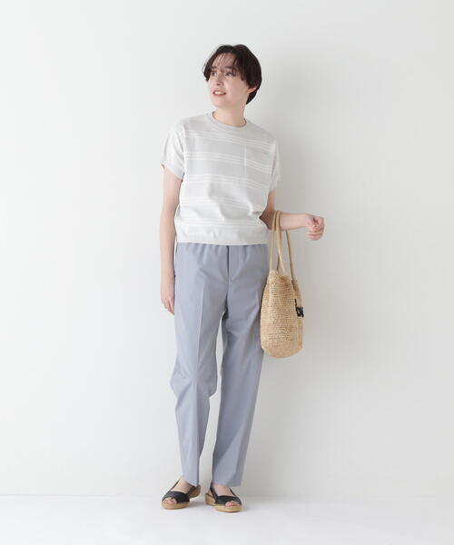パンツ 「接触冷感」ポプリンストレッチドローストリングテーパードパンツ レディース
