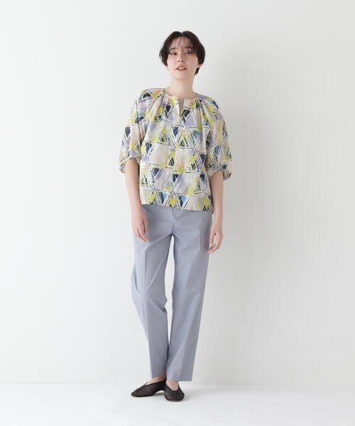 パンツ 「接触冷感」ポプリンストレッチドローストリングテーパードパンツ レディース