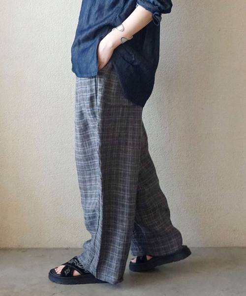 JOURNAL STANDARD LUXE パンツ リネンチェックパンツ レディース