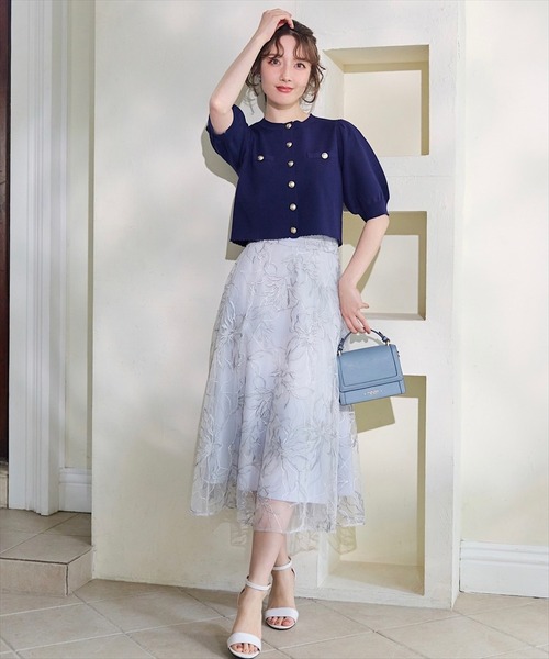 新品未使用　swingle 花柄スカート2025SPRINGCOLLECTION SWINGLE スカート フラワー刺繍接ぎフレアスカート : ZOZOTOWN