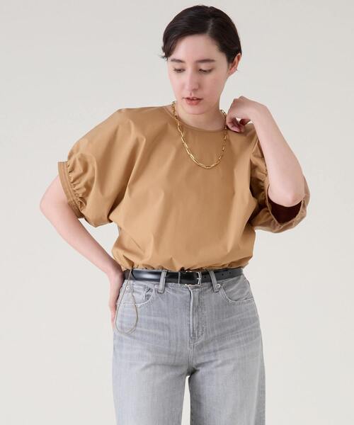 tシャツ ファブリックコンビギャザープルオーバー レディース