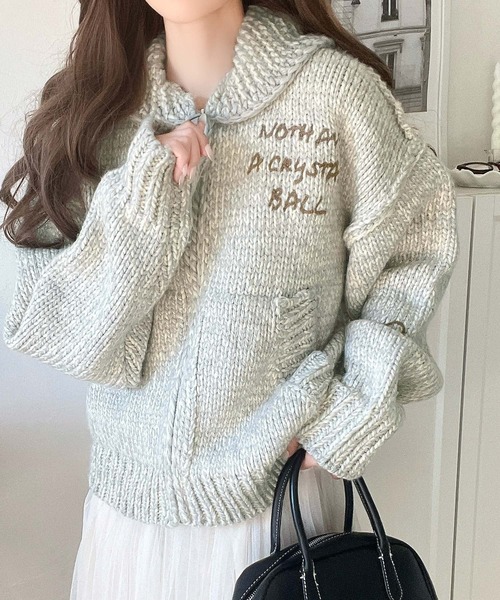 「Java」 ニットカーディガン X-LARGE アイボリー レディース_画像2