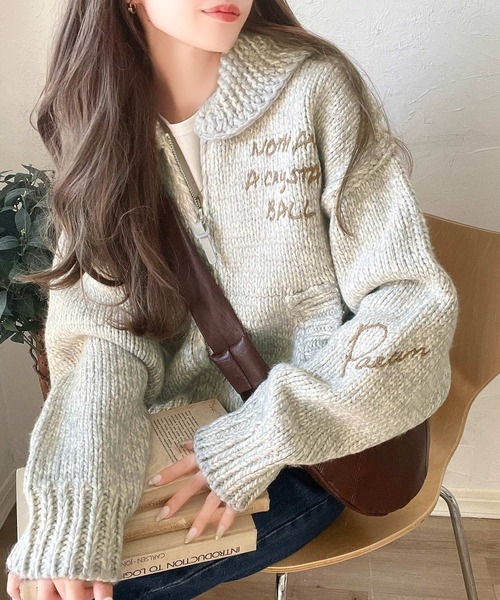 「Java」 ニットカーディガン X-LARGE アイボリー レディース_画像5