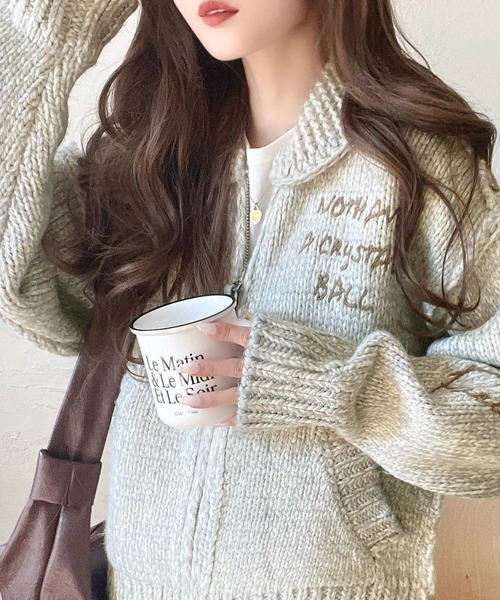 「Java」 ニットカーディガン X-LARGE アイボリー レディース_画像6