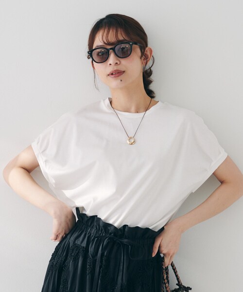 tシャツ 「体型カバー/洗える」スリーブミニタックプルオーバー レディース