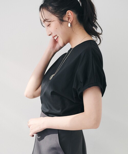 tシャツ 「体型カバー/洗える」スリーブミニタックプルオーバー レディース UNTITLED tシャツ 「体型カバー/洗える」スリーブミニタックプル