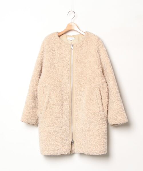BEAUTY&YOUTH ノーカラーベルトコート　ベージュ M スーパー120 BEAUTY＆YOUTH UNITED ARROWS ノーカラーコート M ベージュ レディース