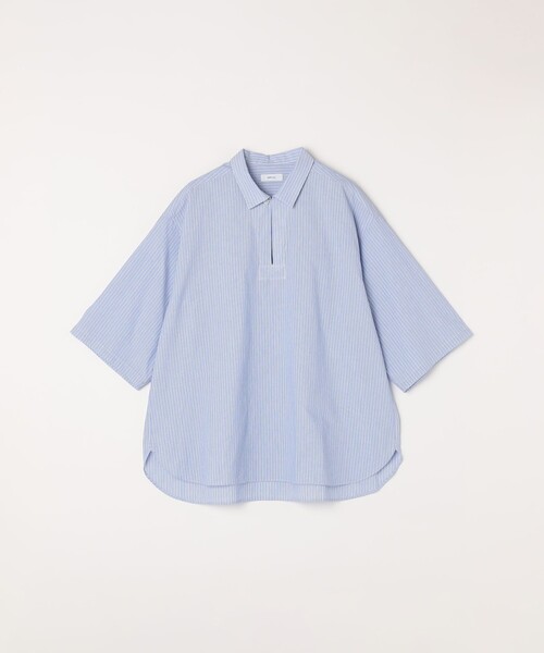 シップス SHIPS|SOMELOS プルオーバー スキッパーシャツ ストライプ 長袖 丸めの裾 綿100% ONE-SIZE イエロー 黄×白 売れ筋商品|||レディース SHIPS any シャツ any: ストライプ スモールウェイブ スキッパー