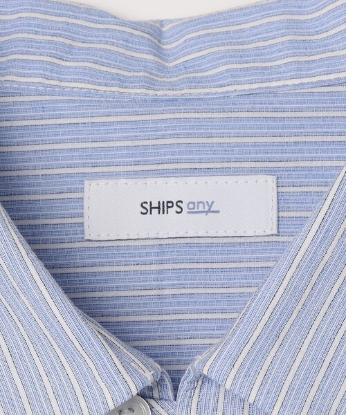 SHIPS any シャツ any: ストライプ スモールウェイブ スキッパー