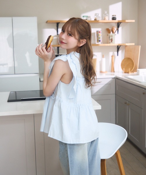 TITTY＆CO. ブラウス シャツ ノースリーブフリルブラウス