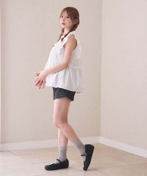 ブラウス シャツ 前立てフリル付きノースリーブブラウス レディース TITTY＆CO. ブラウス シャツ ノースリーブフリルブラウス