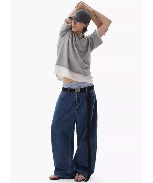 MASONPRINCE ワイドパンツ ジーンズ ルーズフィット レトロダーク 