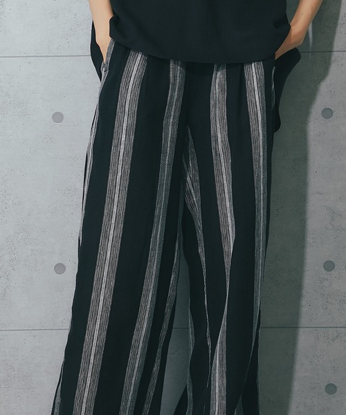 パンツ SMILE MA SMILE ORCHID パンツ リネンストライプリラックスパンツ
