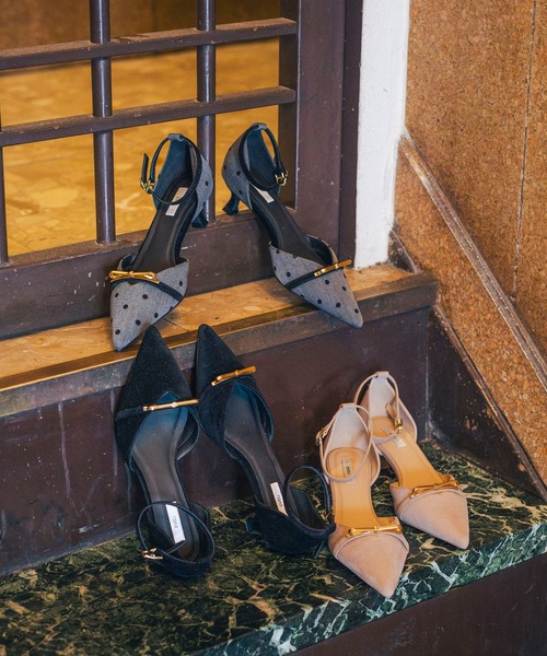 【EVOLリボンセパレートパンプスBZ23837 （ブラックスエード） 24.5 EVOL（イーボル） パンプス 「クッション入り・ふかふか」4.5cmリボン
