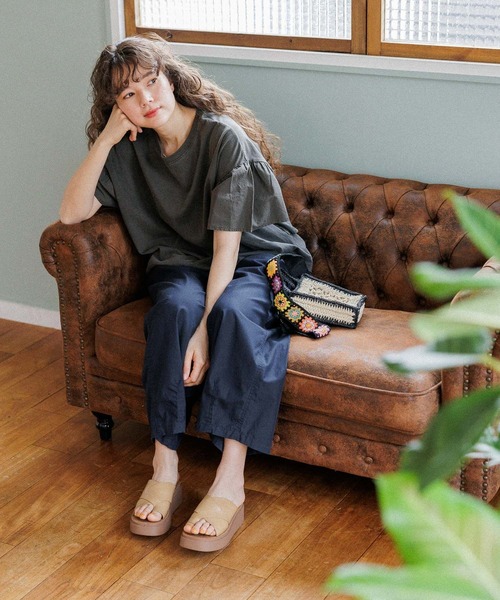 「niko and...」 半袖カットソー LARGE ブルー レディース