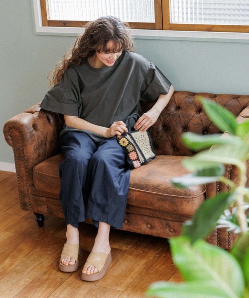 「niko and...」 半袖カットソー LARGE ブルー レディース