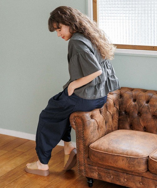 「niko and...」 半袖カットソー LARGE ブルー レディース