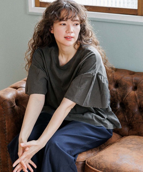 「niko and...」 半袖カットソー LARGE ブルー レディース